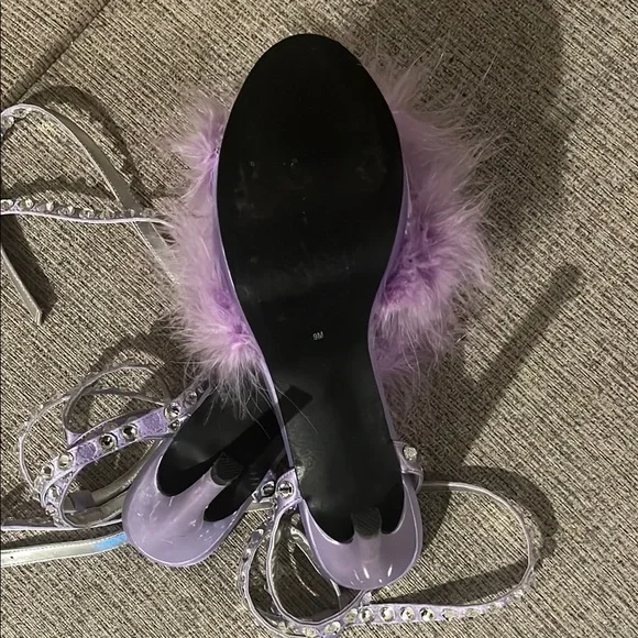 Sugar Thrillz Purple Heels with Fluffy Fur Trim - Picture 3 of 4
